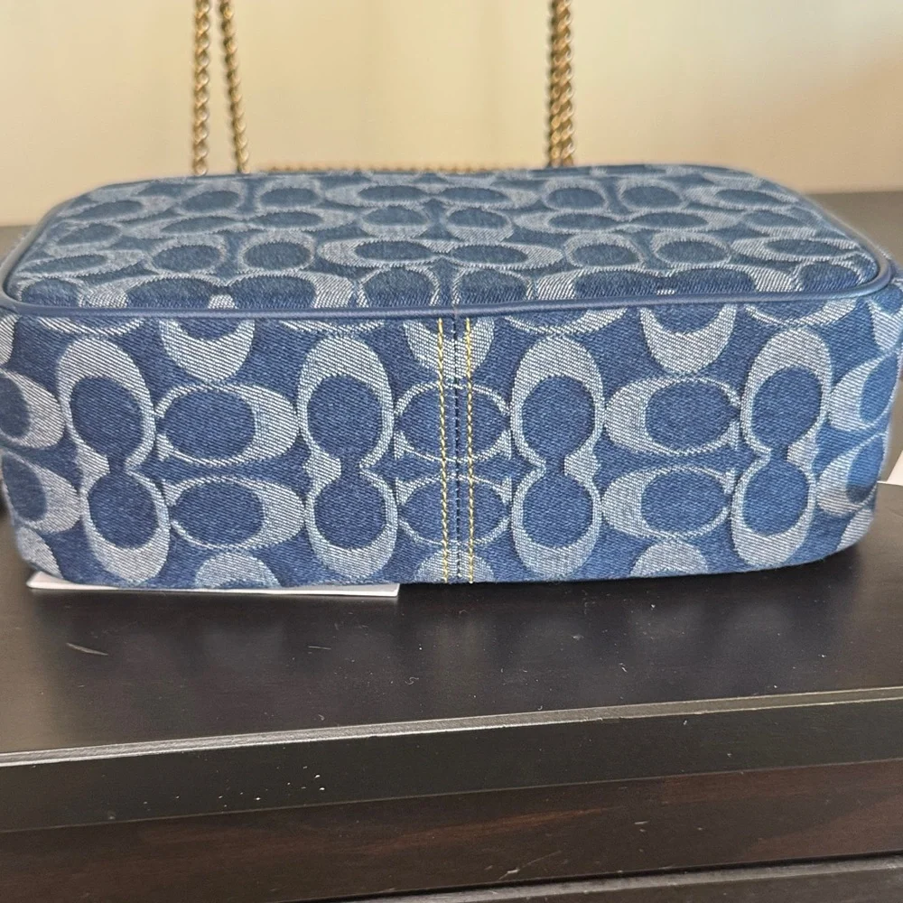 Coach Navy Blue Denim Signature Crossbody Bag NWT - Picture 8 of 11